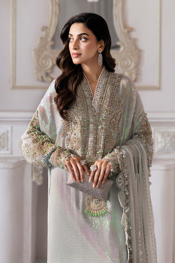 Maria B embroidered chiffon suit with hand-embellished organza neckline