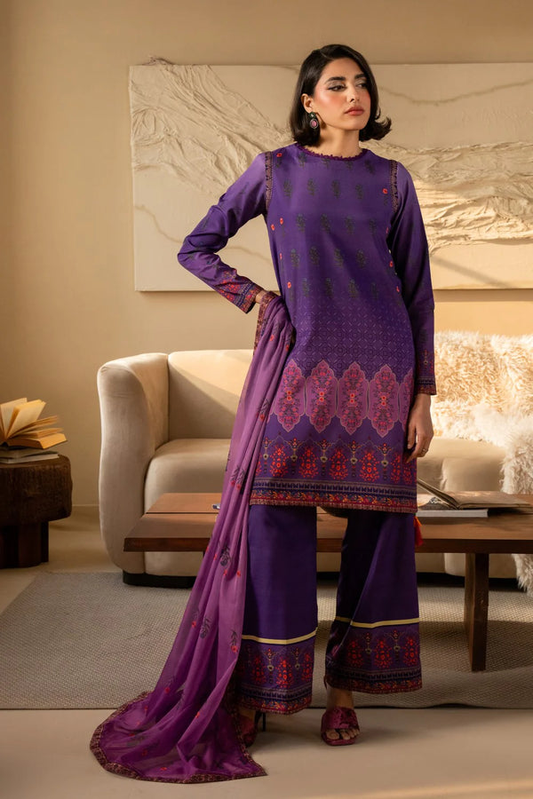 Maryum N Maria Purple Gradient Silk Shirt with Printed Collar and Neckline Detail