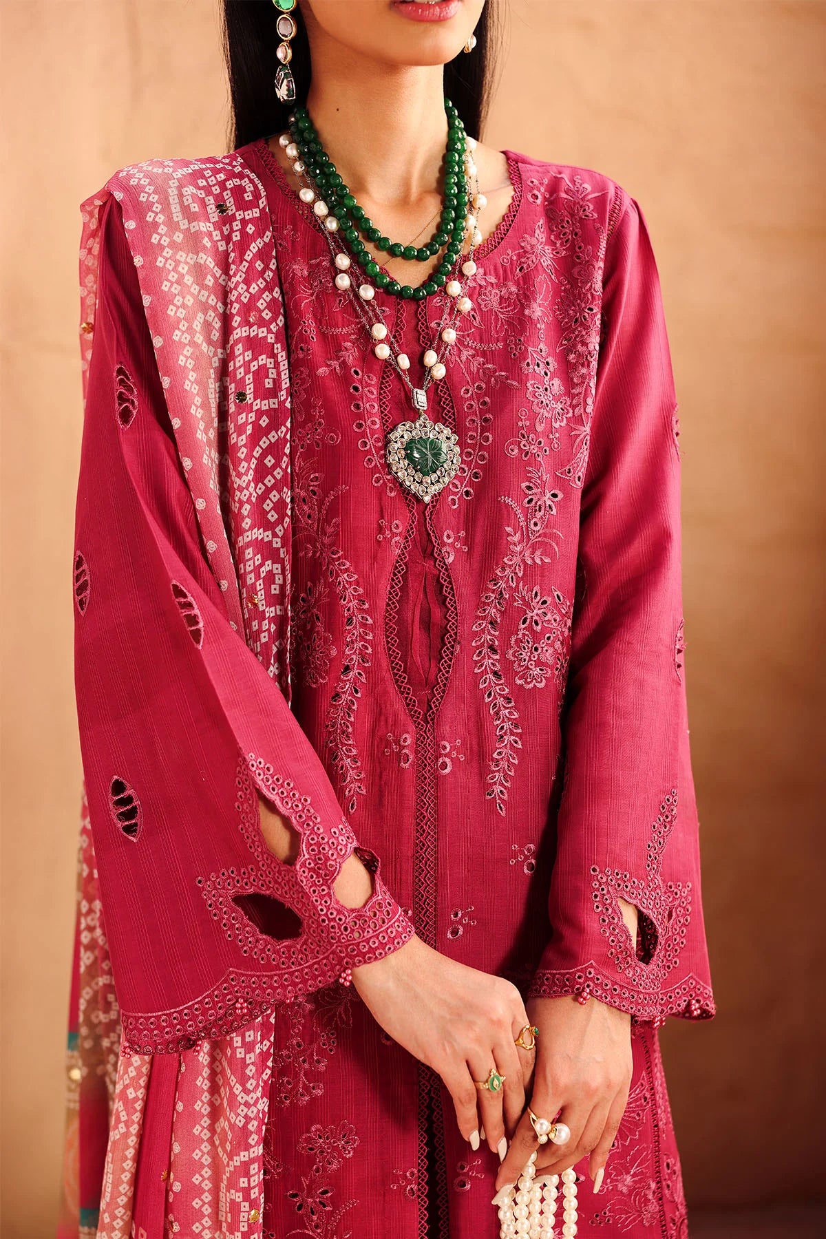 Close-up of Chikankari embroidery on Doriya lawn shirt