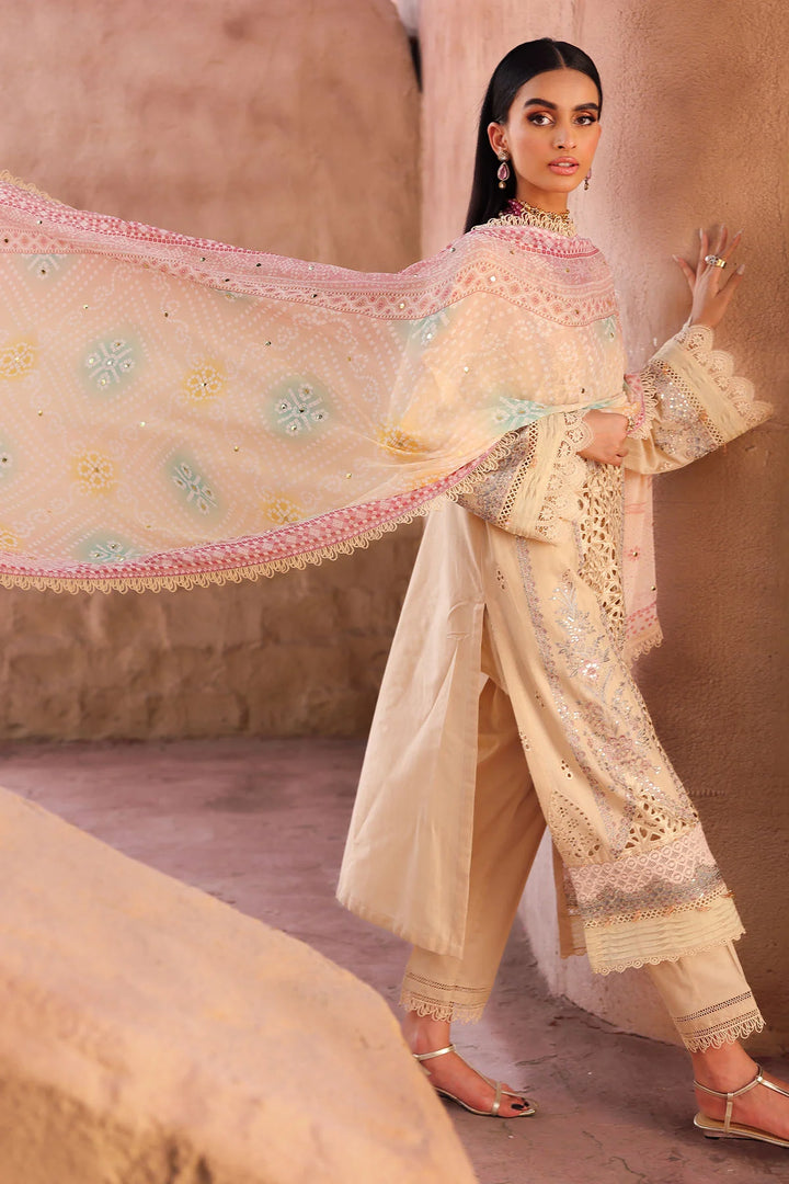 All-over Mukeshkari work on chiffon dupatta close-up