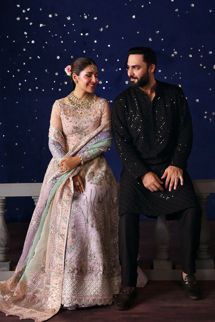 Hand embellished organza sleeves with silk border – Nureh Jhoomroo Collection