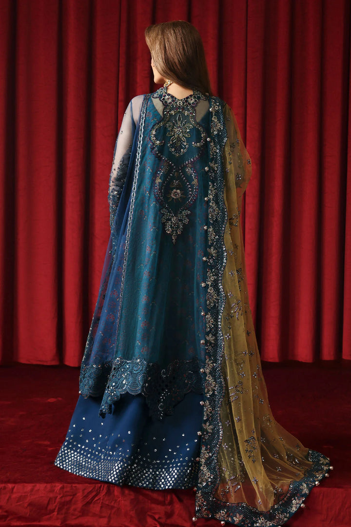 Back view of Nureh Jhoomro embroidered net panels – Naaz by Nazia