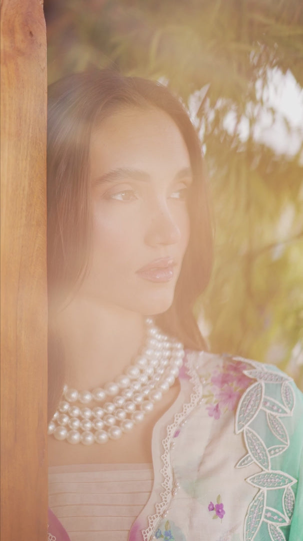 FULL VIDEO Nureh white and baby blue embroidered lawn suit with chiffon dupatta