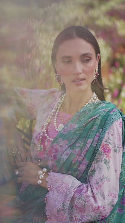 Full Video Clip of Nureh 3-Piece Stitched Lawn Suit – Embroidered Lawn with Chiffon Dupatta