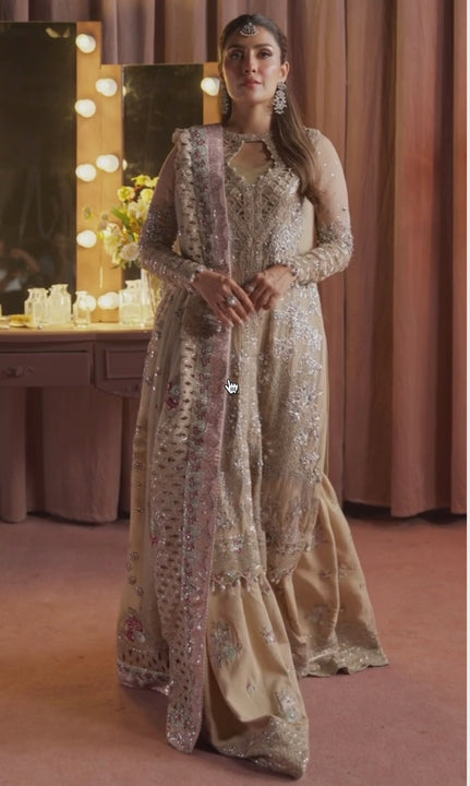 Naaz by Nazia Nureh Jhoomro fully stitched 3 piece chiffon and organza suit