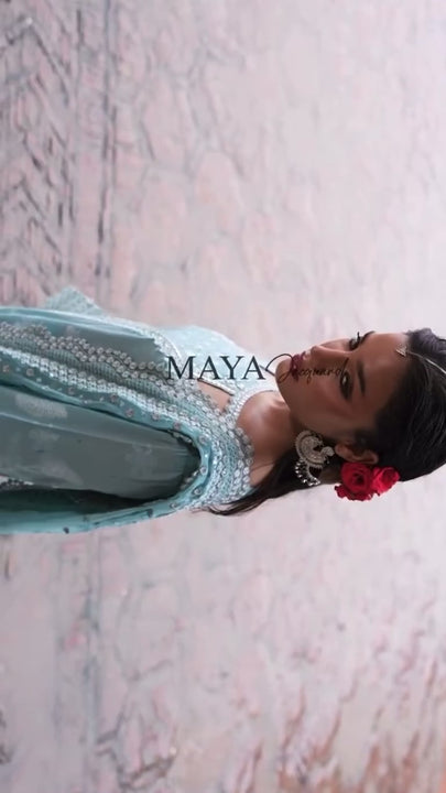 Premium embroidered jacquard suit with chiffon dupatta and trouser
